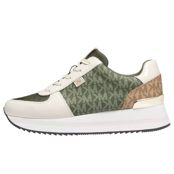 Michael Kors Women's Monique Platform Wedge Trainer Sneakers Green Size 7 - Picture 2 of 4